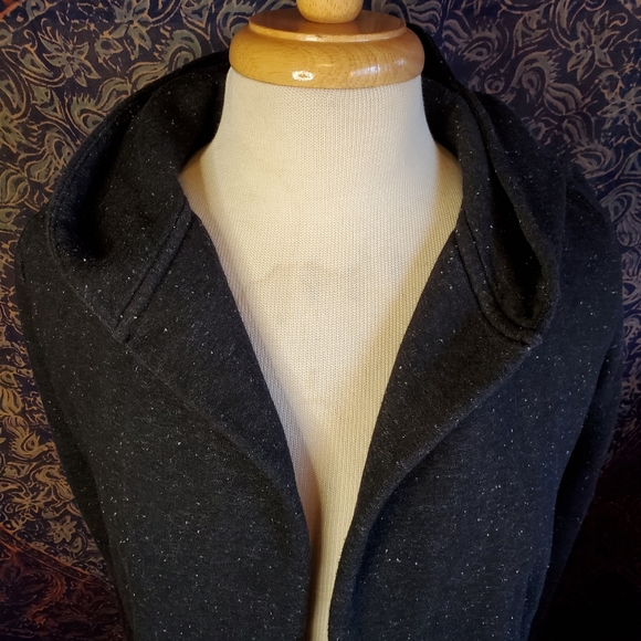 LOFT Petites Black White Speckles Open Front Hoodie Sweatshirt Womens Size Small - Picture 6 of 14